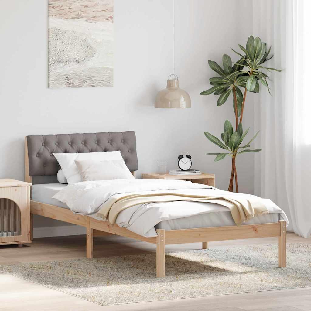 Sengestel Brun og taupe 90 x 190 cm Massivt fyrretræ billede