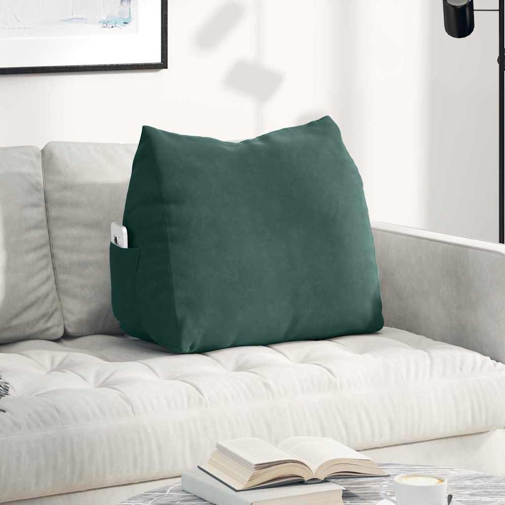 Rygpude Mørkegrøn 60 x 20 x 50 cm Velourstof billede