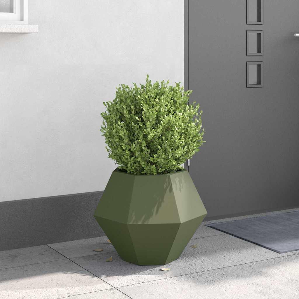 Plantekasse Oliven grøn 50 x 50 x 40 cm Stål billede
