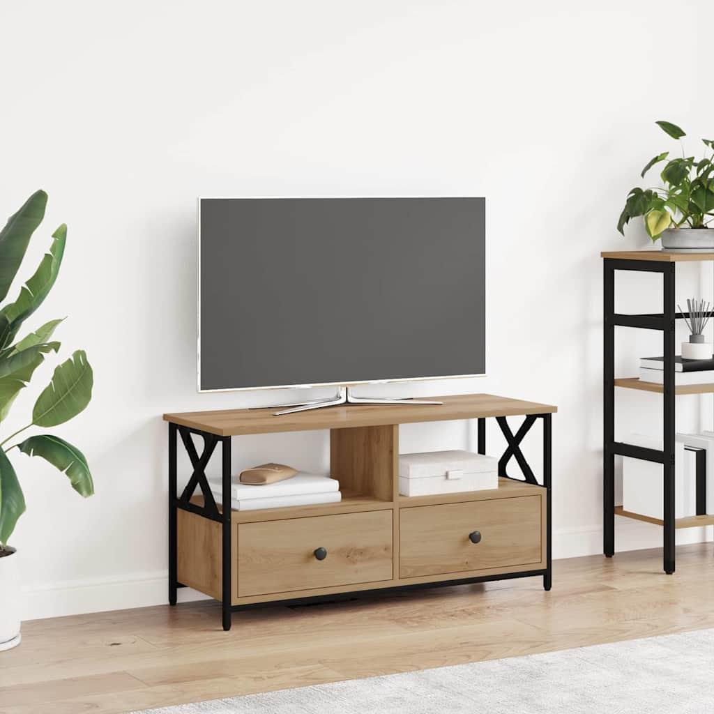 TV-skab Artisan Egetræ 90 x 33 x 45 cm Ingeniørtræ og stål billede