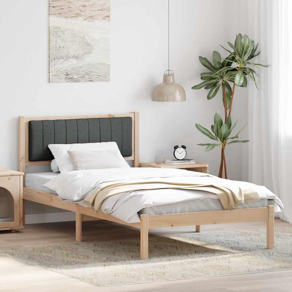 Sengestel med Polstret Hovedgavl Mørkegrå 100 x 200 cm billede