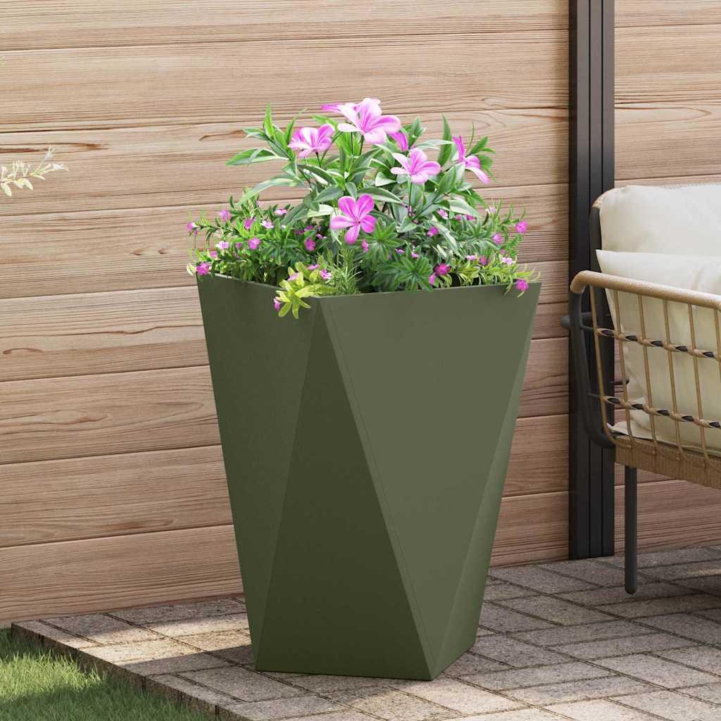 Plantekasse Oliven grøn 50 x 50 x 75 cm Stål billede