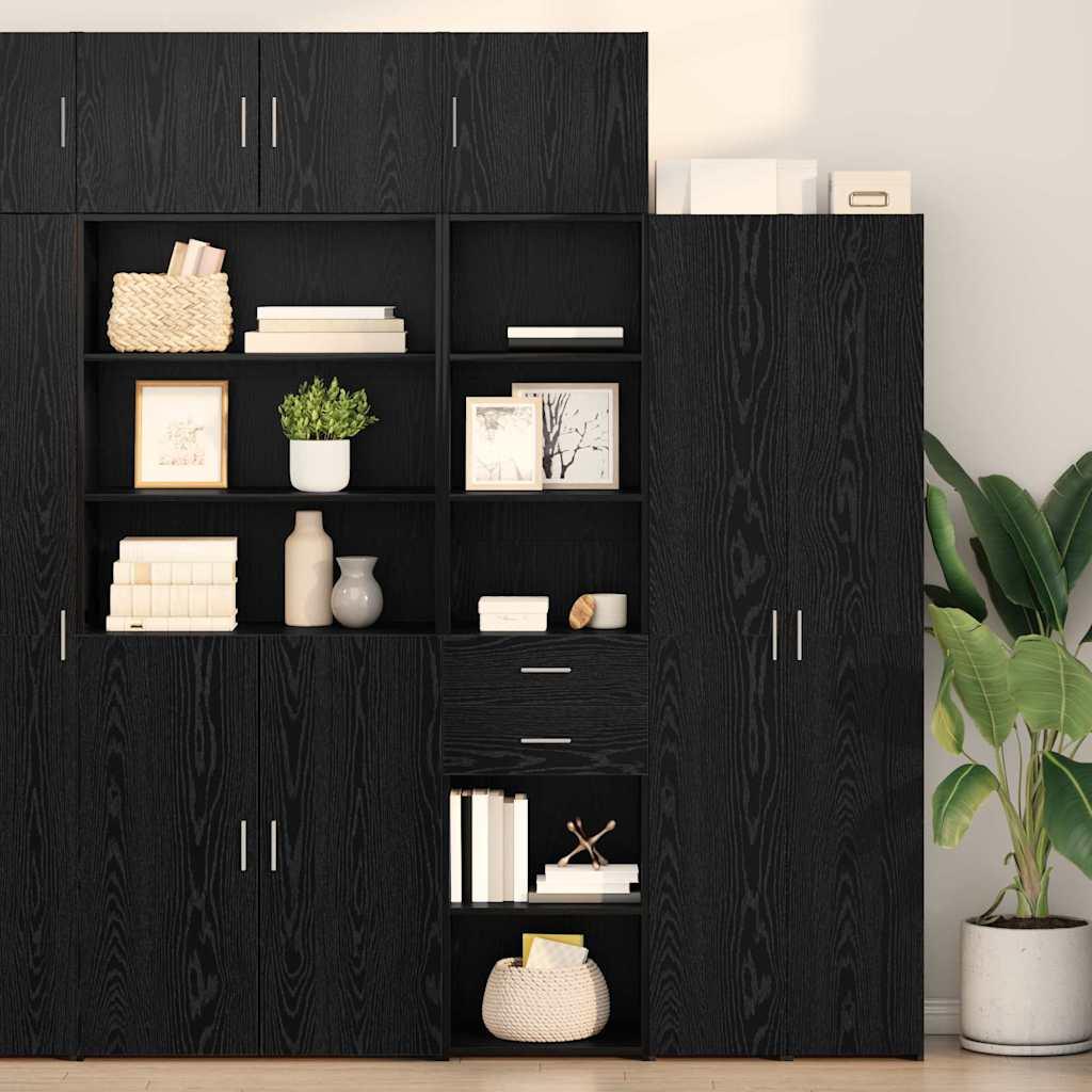 Highboard med skuffe Sort eg 45 x 42,5 x 185 cm Konstrueret træ billede