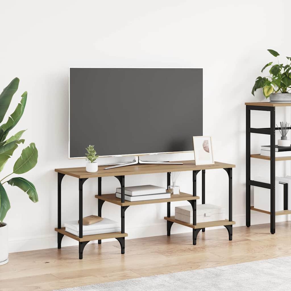 TV-skab Artisan Egetræ 102 x 35 x 45,5 cm Ingeniørt træ og jern billede