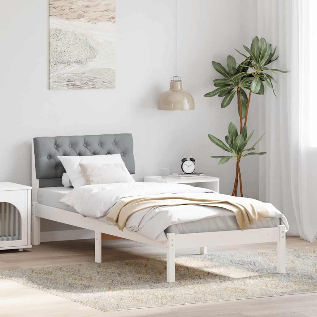 Sengestel Hvid og lys grå 80 x 200 cm Massivt fyrretræ billede