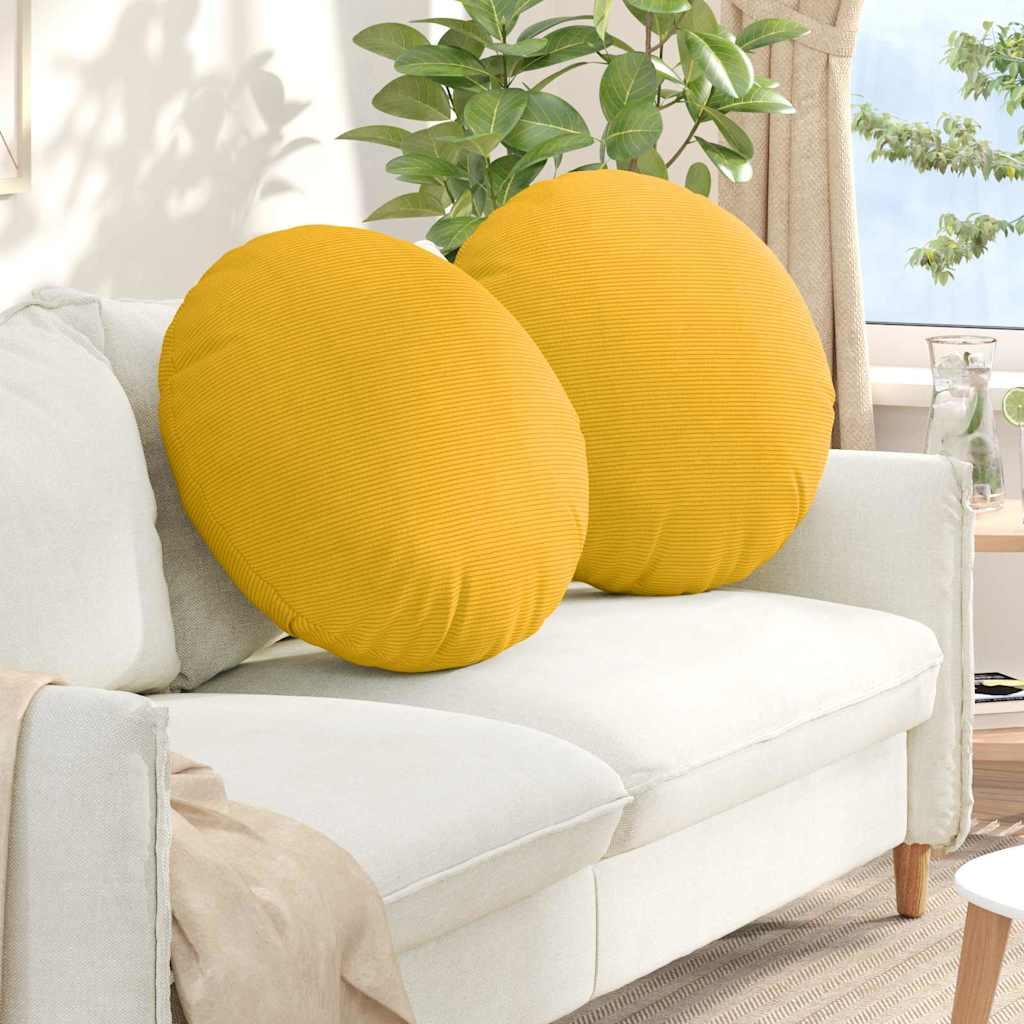 Sædepuder 2 stk Lys Gul Ø 80 cm Velourstof billede