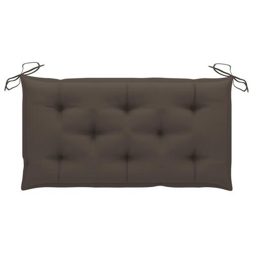 Havebænk med gråbrun hynde 112 cm massivt teaktræ