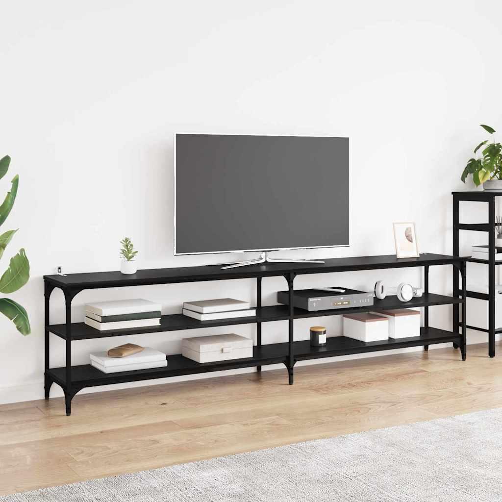TV-skab Sort eg 200 x 30 x 50 cm Ingeniørt træ og jern billede