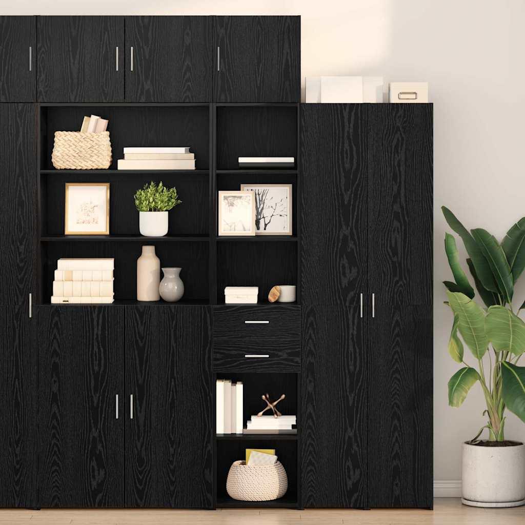 Highboard med skuffe Sort eg 40 x 42,5 x 185 cm Konstrueret træ billede