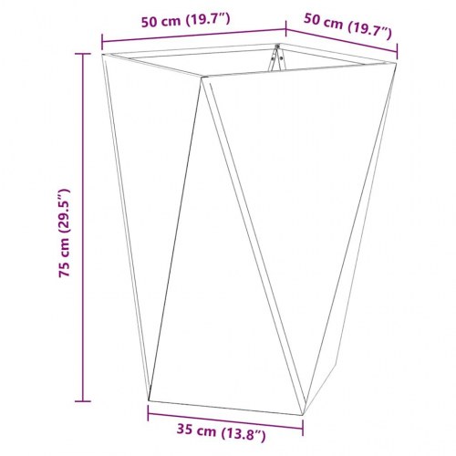 Plantekasse 2 stk. sort 50 x 50 x 75 cm stål