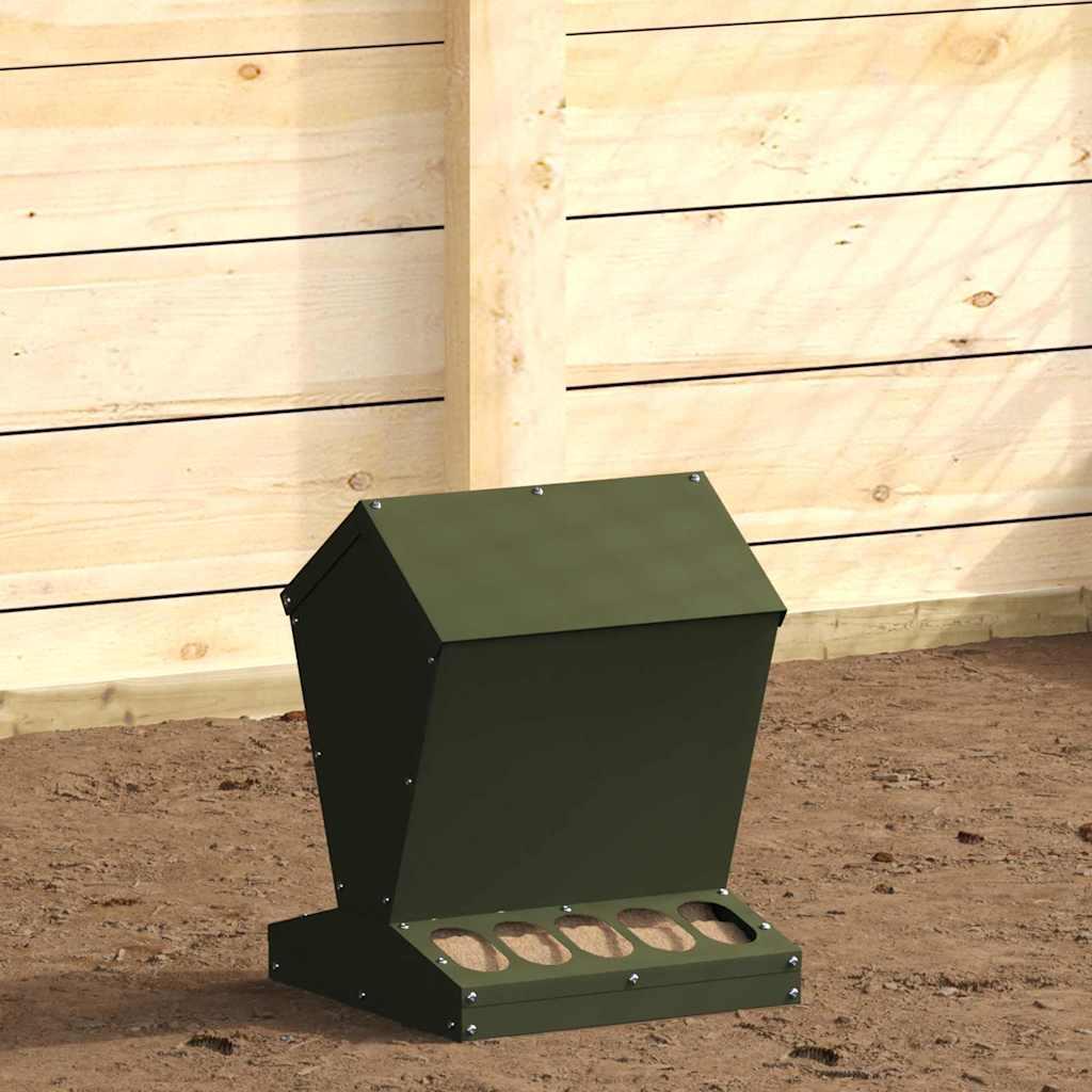 Hønsefoder Oliven grøn 30 x 30 x 39 cm Koldvalset Stål billede