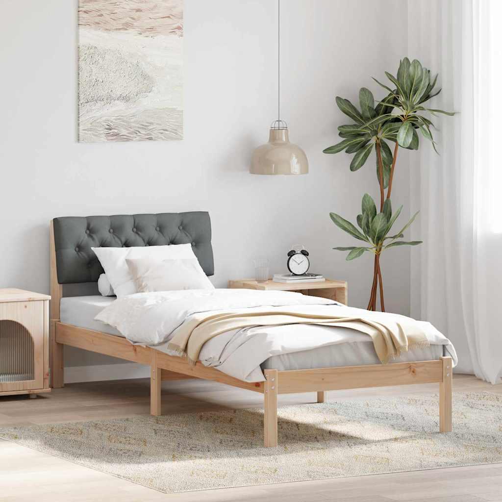 Sengestel brun og mørkegrå 80 x 200 cm Massivt fyrretræ billede