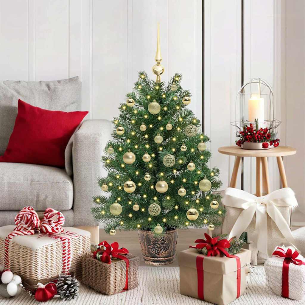 vidaXL Kunstigt juletræ med 150 LED'er med stativ Grøn 95 cm PE og PVC