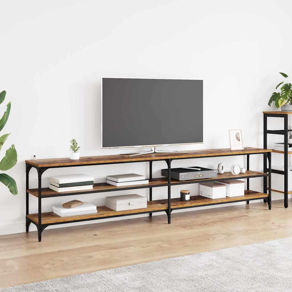 TV-skab Gammelt træ 200 x 30 x 50 cm Ingeniørt træ og jern billede