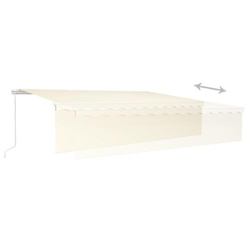 Markise m. gardin 6x3 m manuel betjening cremefarvet