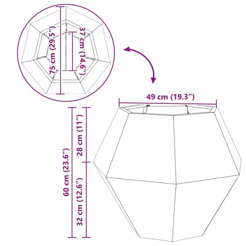 Plantekasse Rusten 75 x 75 x 60 cm Cortenstål