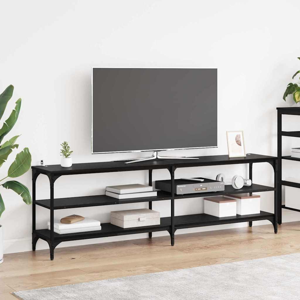TV-skab Sort eg 160 x 30 x 50 cm Ingeniørt træ og jern billede