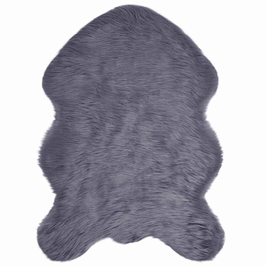 Falsk Fåreskind Tæppe Antracit 60 x 90 cm Polyester billede