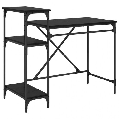 Skrivebord med hylder - sort eg, 105 x 50 x 90 cm