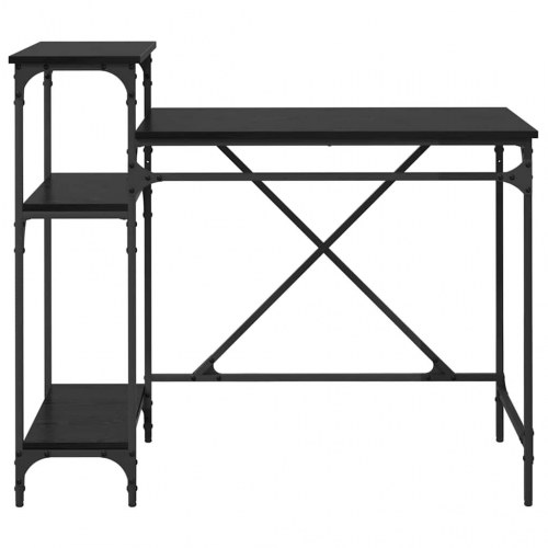 Skrivebord med hylder - sort eg, 105 x 50 x 90 cm