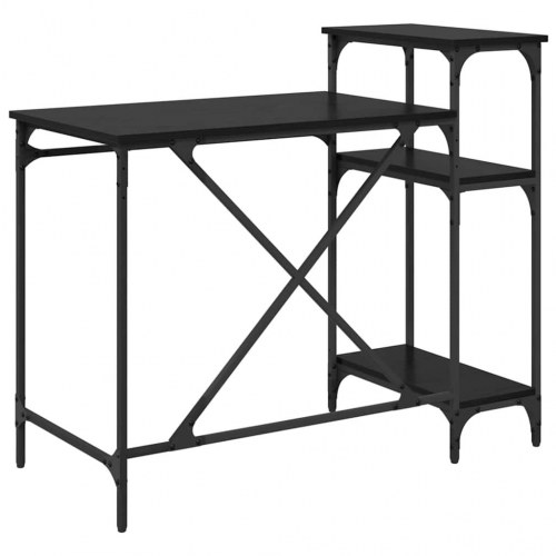 Skrivebord med hylder - sort eg, 105 x 50 x 90 cm