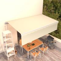 Markise m. gardin 6x3 m automatisk betjening cremefarvet