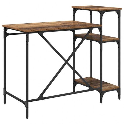 Skrivebord med hylder - gammelt træ, 105 x 50 x 90 cm