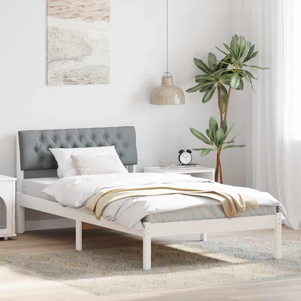 Sengestel Hvid og lys grå 100 x 200 cm Massivt fyrretræ billede