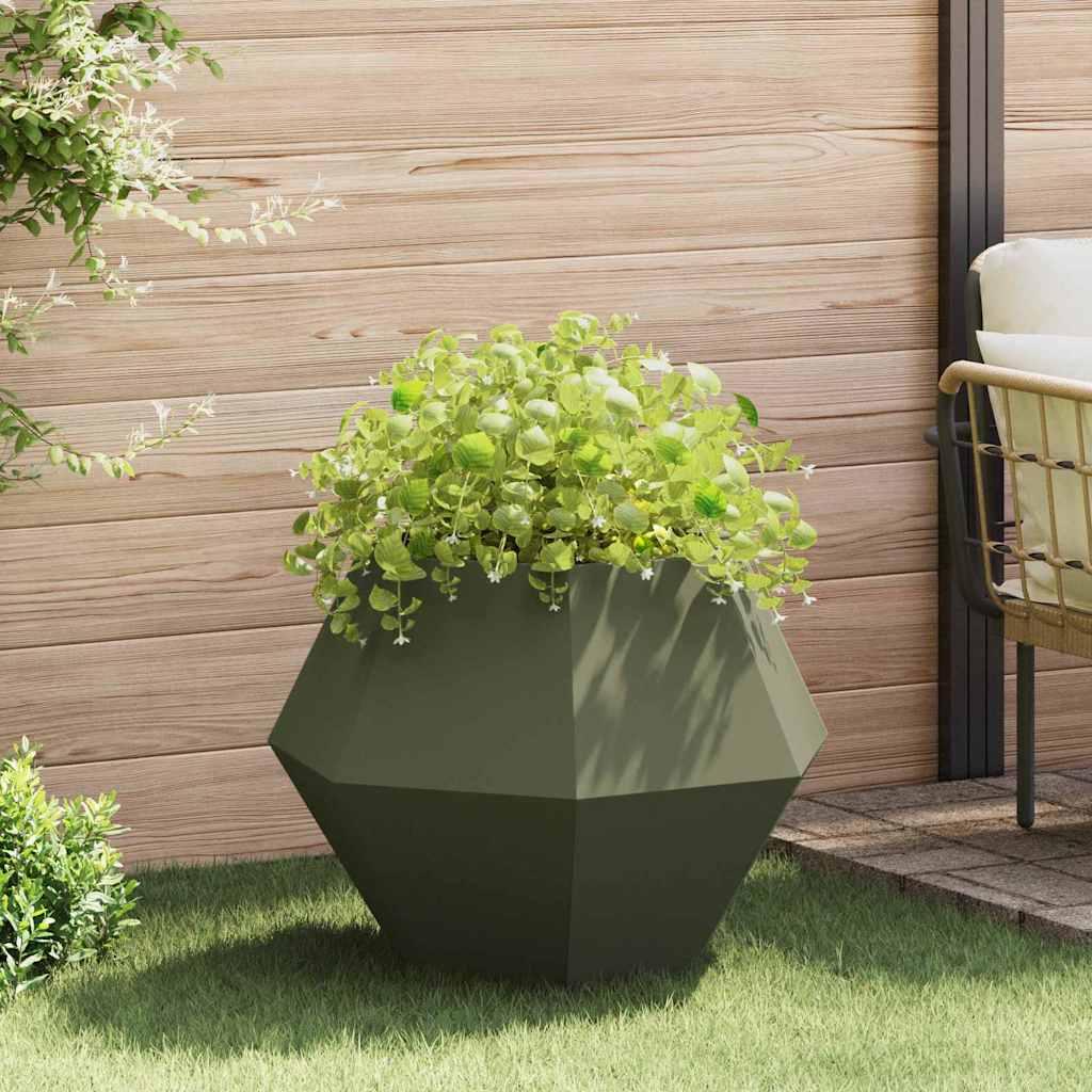 Plantekasse Oliven grøn 75 x 75 x 60 cm Stål billede
