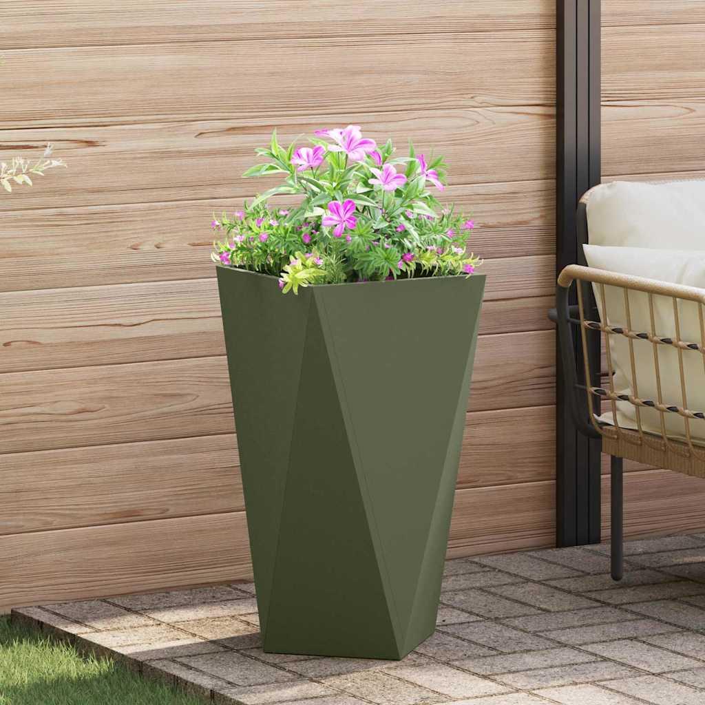 Plantekasse Oliven grøn 40 x 40 x 75 cm Stål billede