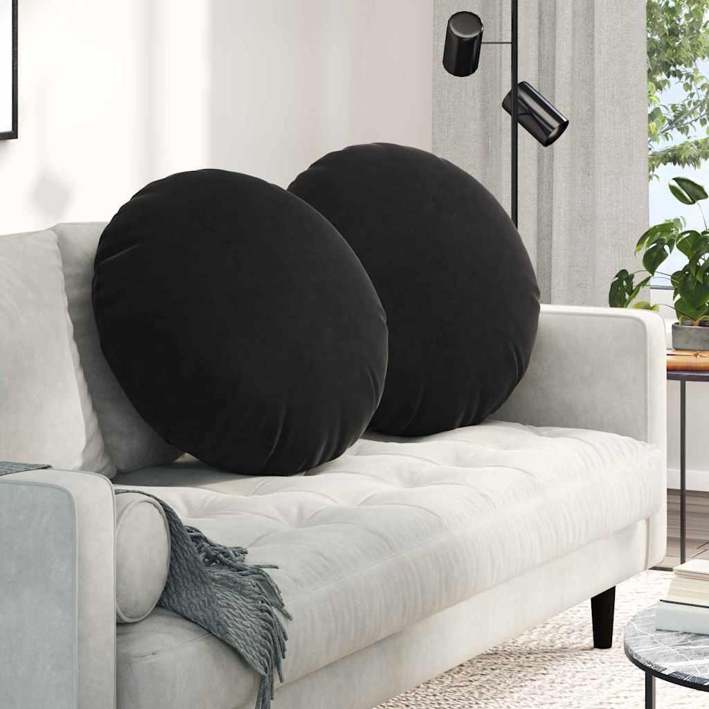 Sædepuder 2 stk Sort Ø80 x 29 cm Fløjl billede