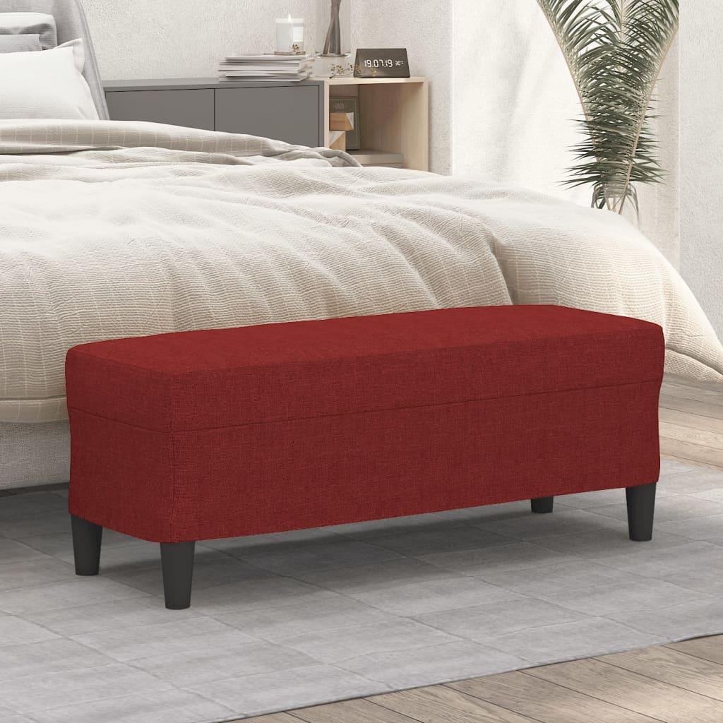 Bænk 100x35x41 cm stof vinrød billede