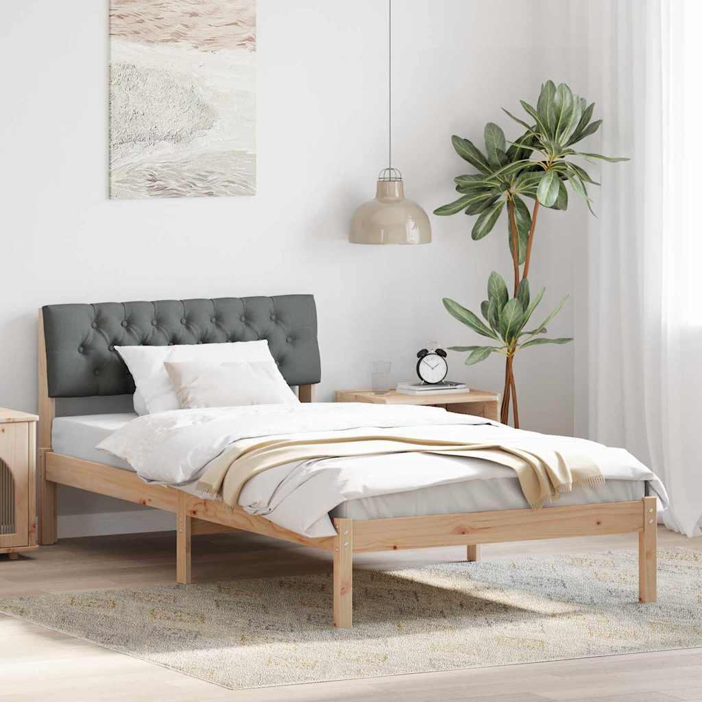 Sengestel brun og mørkegrå 100 x 200 cm Massivt fyrretræ billede
