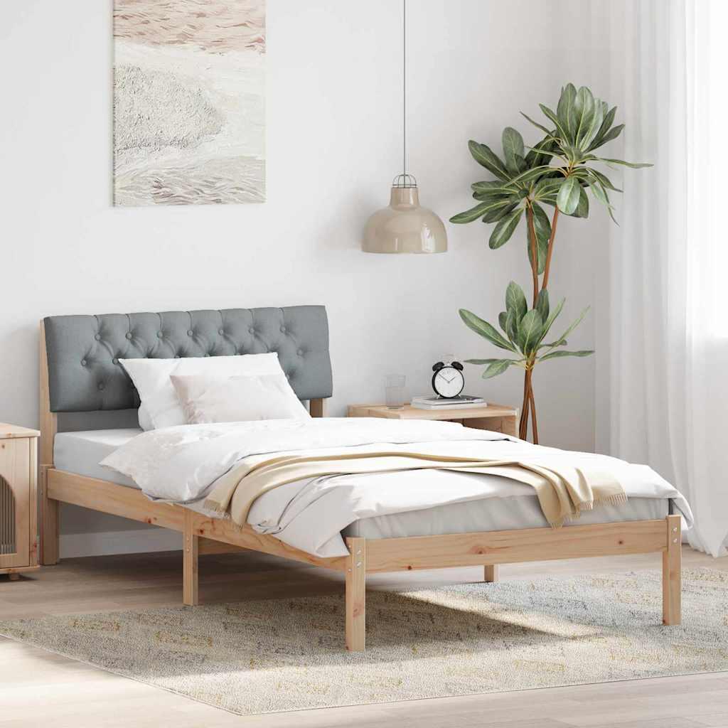 Sengestel Brun og lys grå 100 x 200 cm Massivt fyrretræ billede