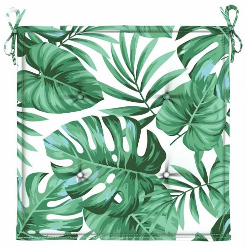 Stolehynder 4 stk. i Oxford stof med bladmønster 50 x 50 x 3 cm