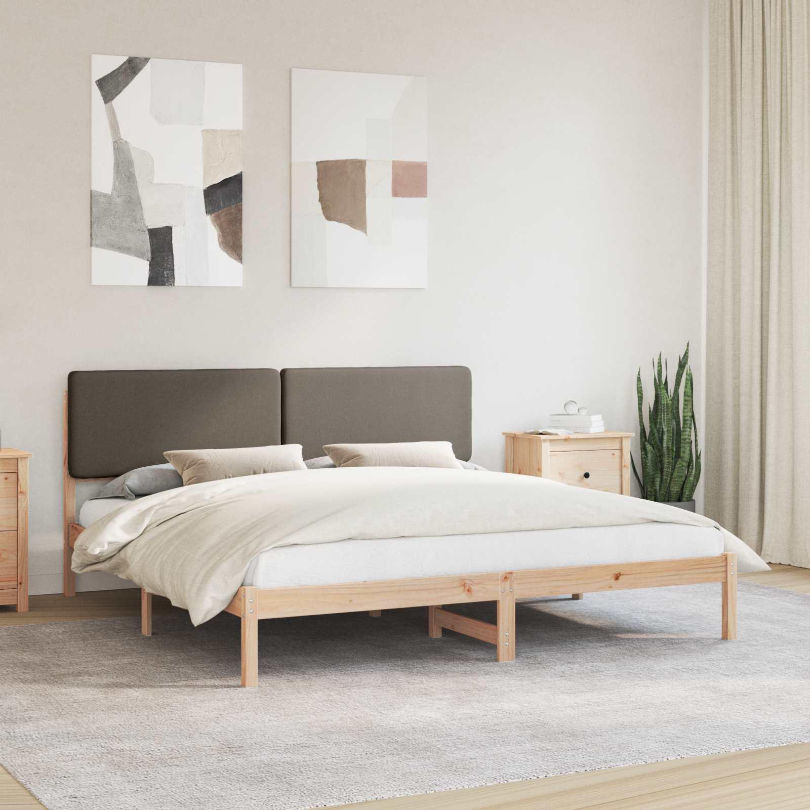 Sengestel med Polstret Hovedgavl Gråbrun 180 x 200 cm billede