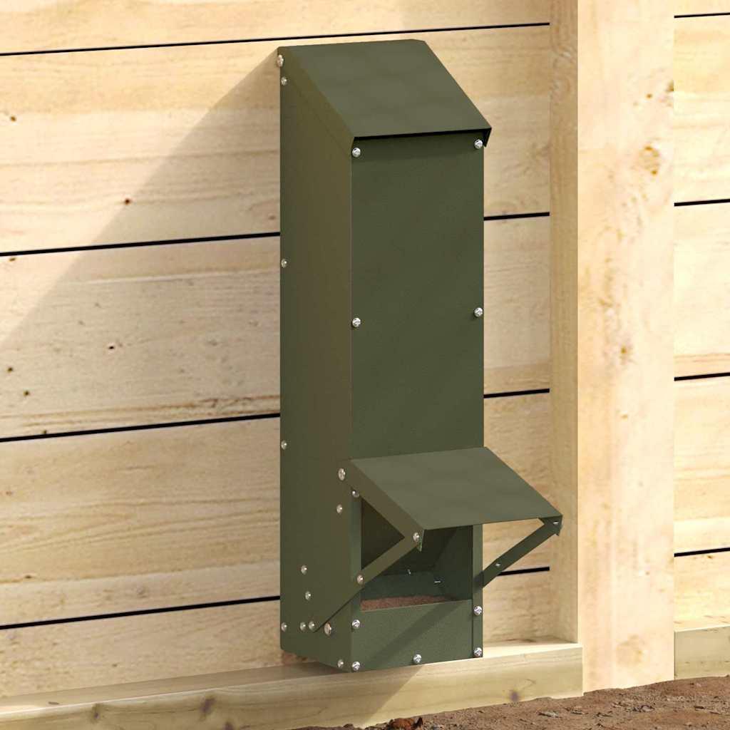 Hønsefoder Oliven grøn 13 x 12 x 51 cm Koldvalset Stål billede