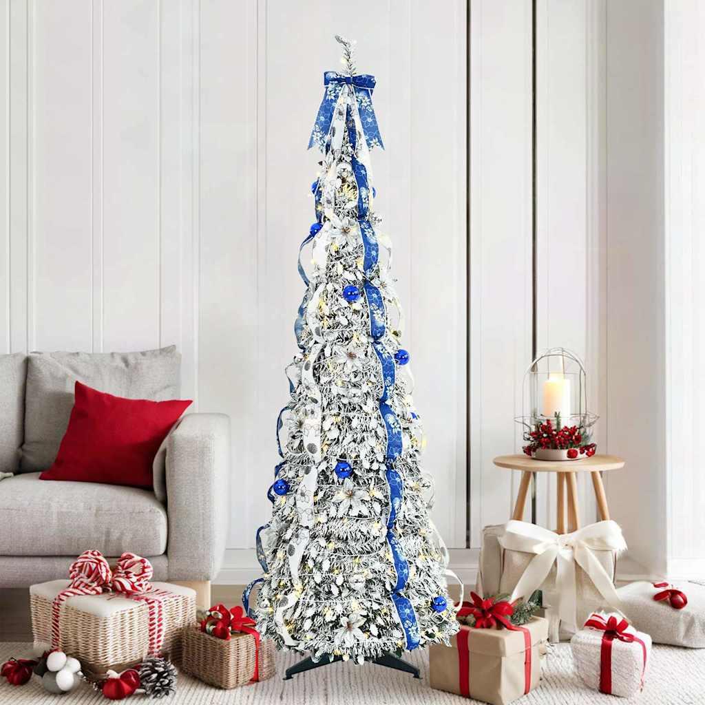 Kunstigt juletræ med 150 LED'er med stativ Grøn 180 cm PVC billede