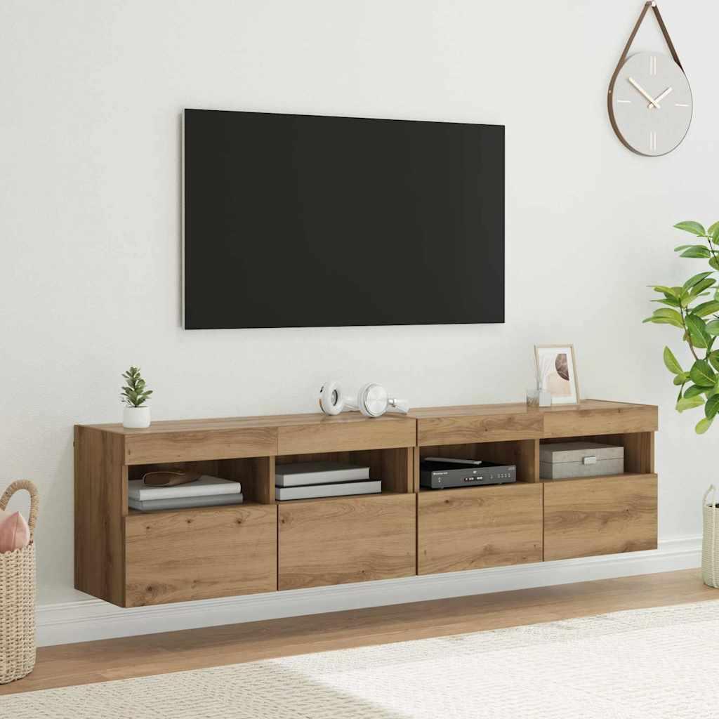 TV Væghylder Vægmonteret 2 stk Artisan Egetræ 80 x 30 x 40 cm billede