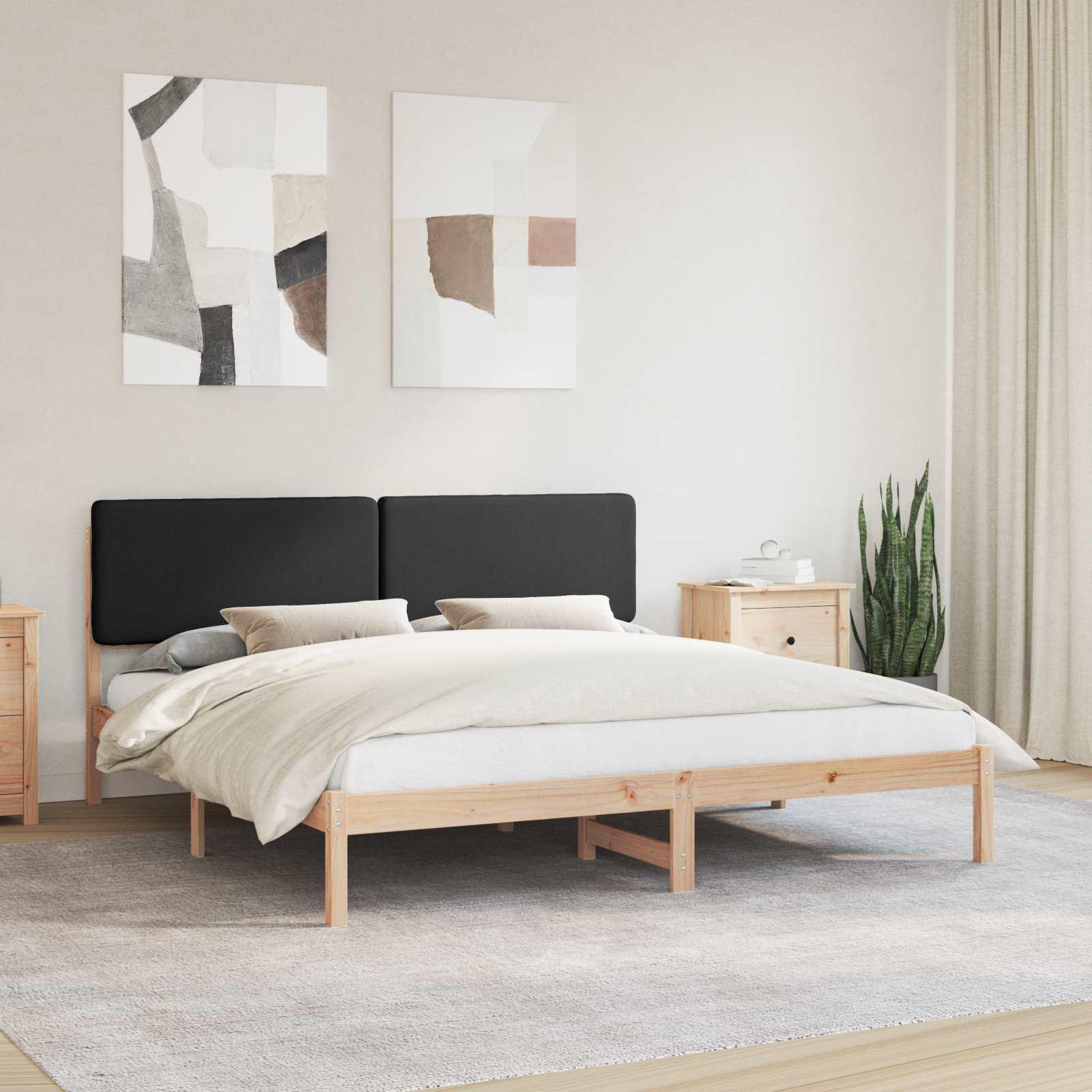 Sengestel med polstret hovedgavl - sort, 180 x 200 cm