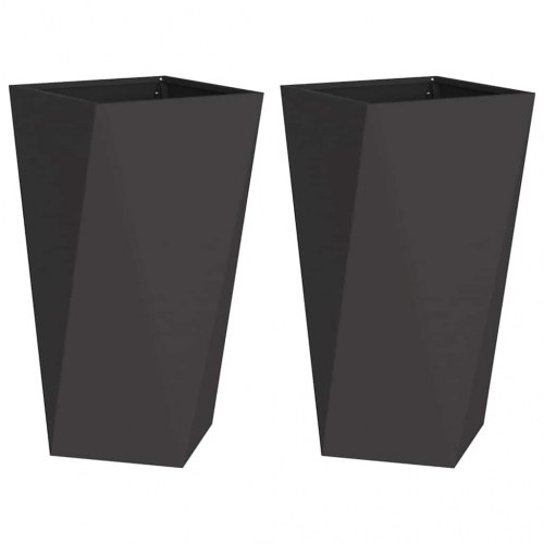 Plantekasse 2 stk. - sort stål 40 x 40 x 75 cm