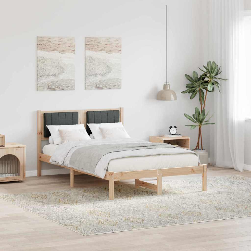 Sengestel med Polstret Hovedgavl Mørkegrå 120 x 200 cm billede