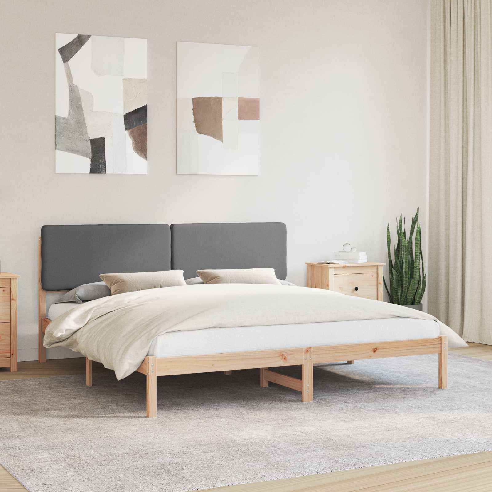 Sengestel med polstret hovedgavl - mørkegrå 180 x 200 cm billede