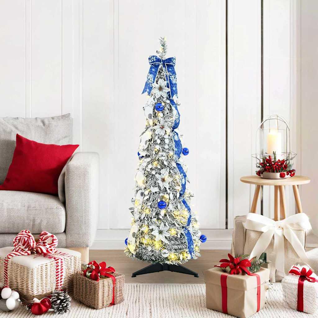 Kunstigt juletræ med 50 LED'er med stativ Grøn 120 cm PVC billede