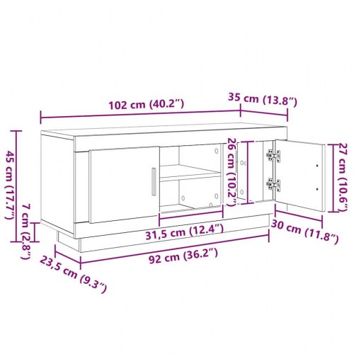 TV-bord i gammelt træ-look 102 × 35 × 45 cm - konstrueret træ