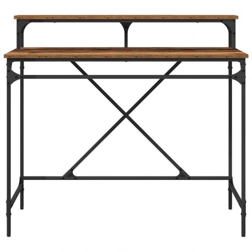 Skrivebord med hylde - gammelt træ, 100 x 50 x 90 cm