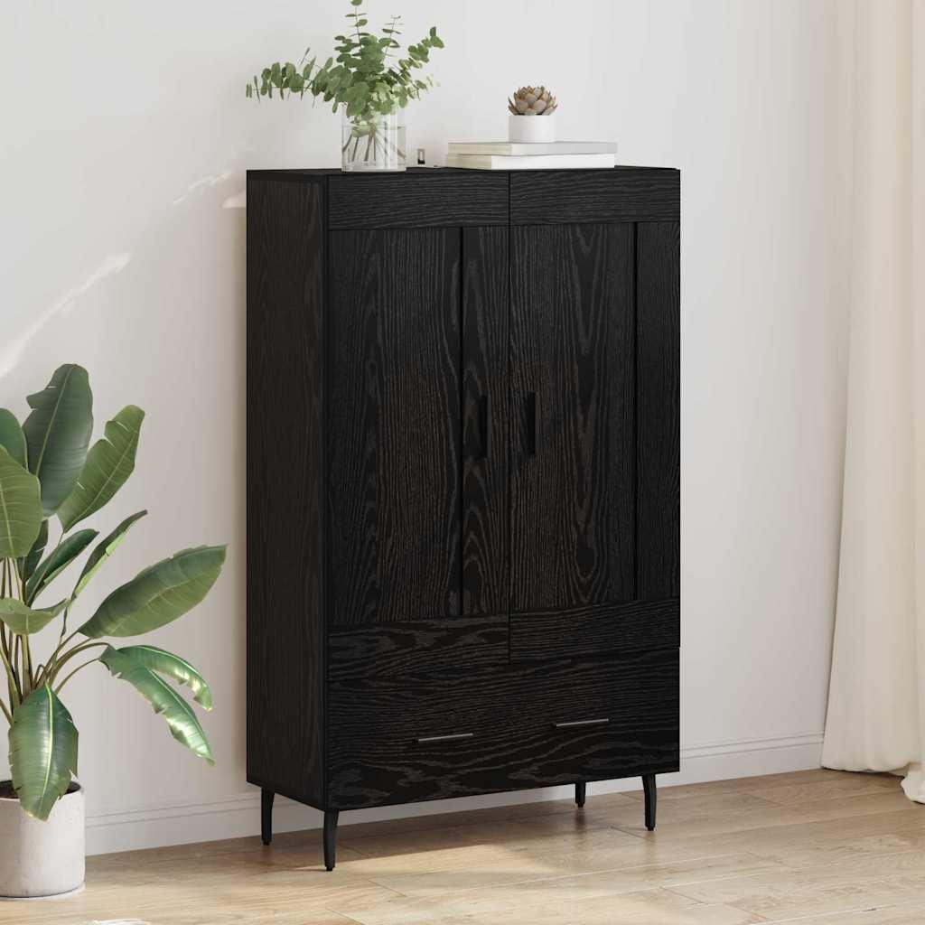 Highboard med skuffe Sort eg 69,5 x 31 x 115 cm Konstrueret træ billede