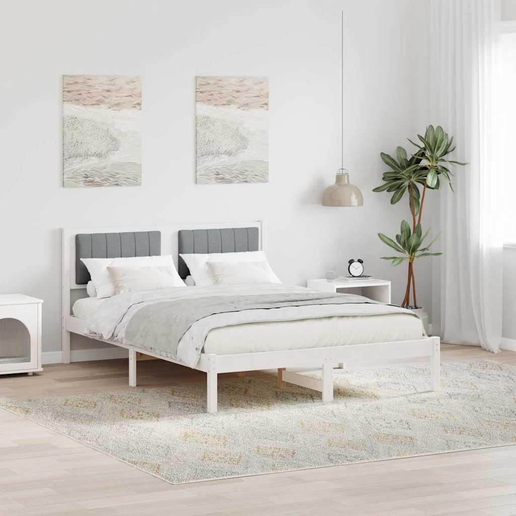 Sengestel med Polstret Hovedgavl Lysegrå 140 x 200 cm billede