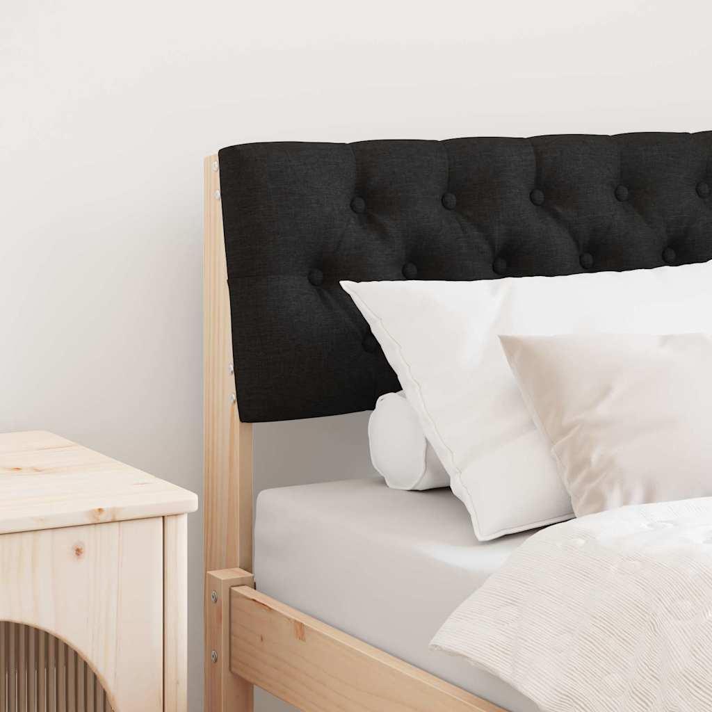 Polstret sengegavl Sort 75 cm Massiv fyrretræ billede