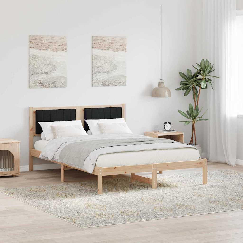 Sengestel med Polstret Hovedgavl Sort 140 x 200 cm billede